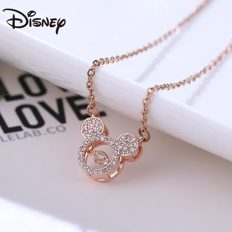 

Disney Mickey Necklace Female Simple Clavicle Chain Temperament Rose Gold Fashion Necklace Pendant Matching Accessories