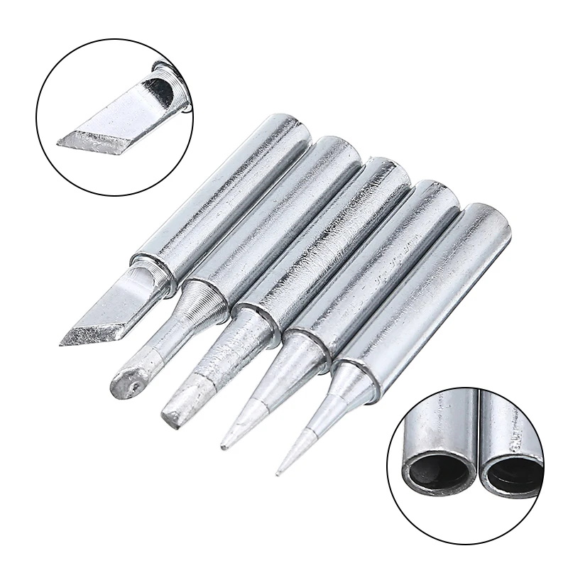 Набор металлических наконечников для паяльника 900M T 42 мм 5 шт.|soldering iron tips set|soldering