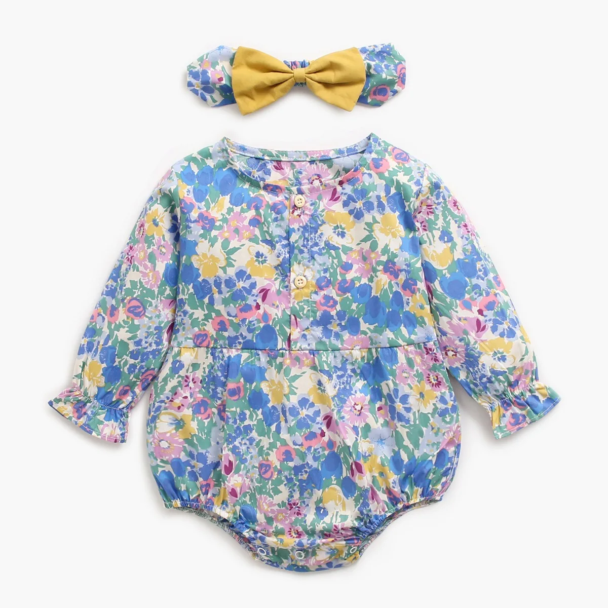 

2021 Jumpsuit Floral Newborn Girl Clothes Spring Autumn Baby Romper Long-Sleeved Baby Romper Ins Baby Clothes