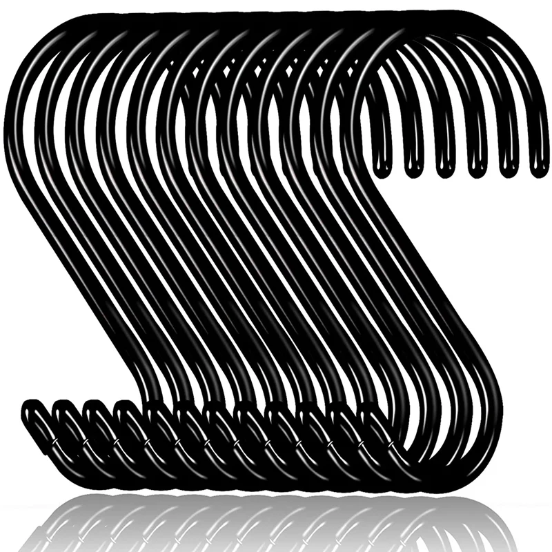 

12 Pack 6 Inch Large Heavy Duty S Hooks for Hanging, Non Slip Rubber Coated S Hooks,Steel Metal Hooks for Hanging