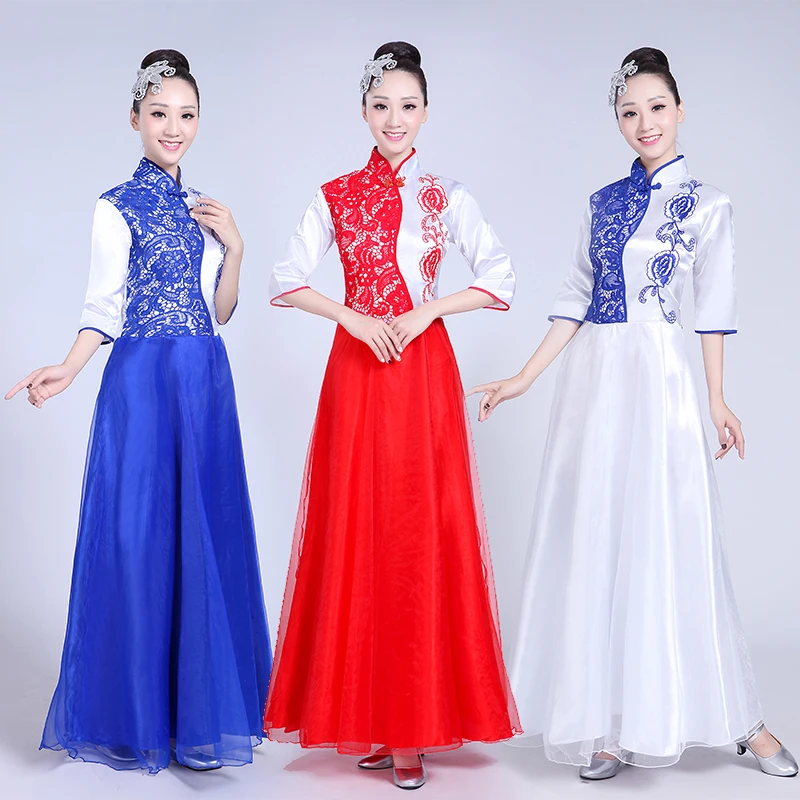 Новый костюм для хора взрослых Китайская народная музыка Guzheng erhu представление