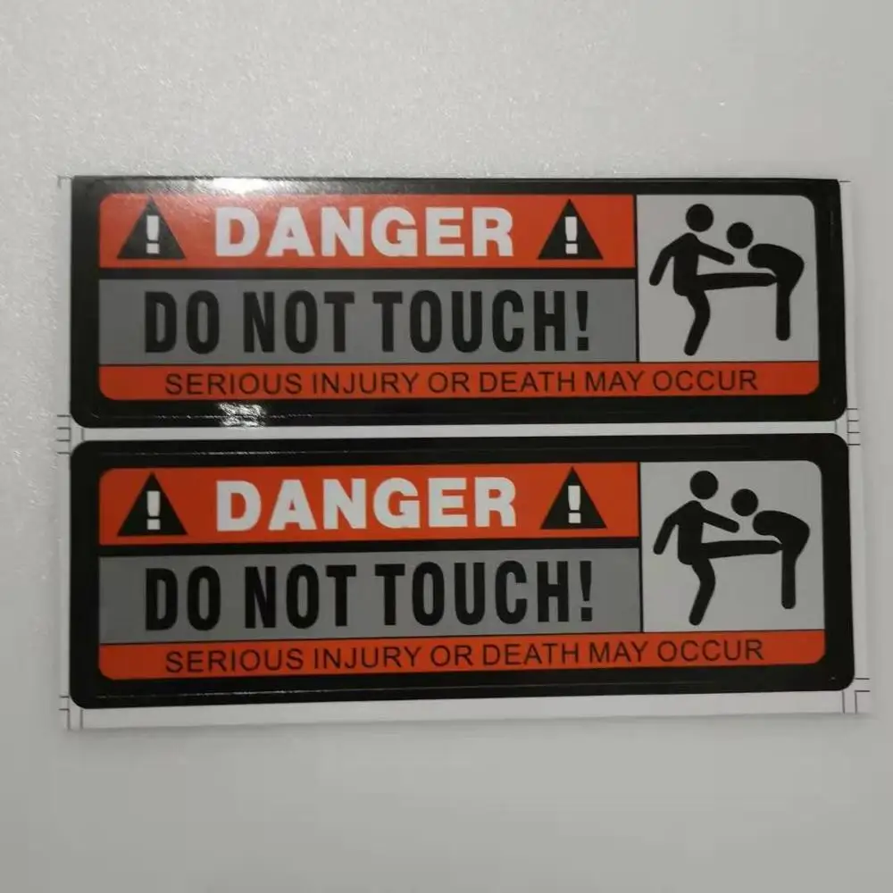 

USELESS 2 Pcs 125mmX39mm Orange Danger DO NOT TOUCH Car Body Glass Rules Car Automotive Reflective Sticker