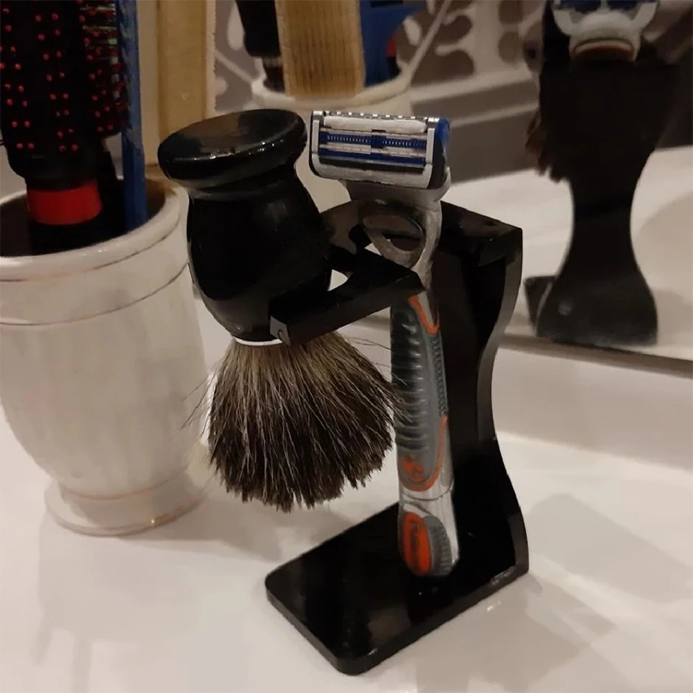 

Shaving Brush Badger Hair 26mm Wood Handle Clear Acrylic Stand Stainless Steel Bowl for Men Wet Shave Brushes Set Gift