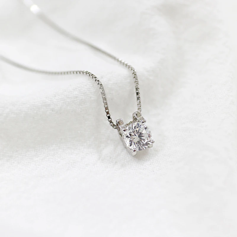 Женское Ожерелье с кулоном из серебра 925 пробы фианитом | Украшения и аксессуары