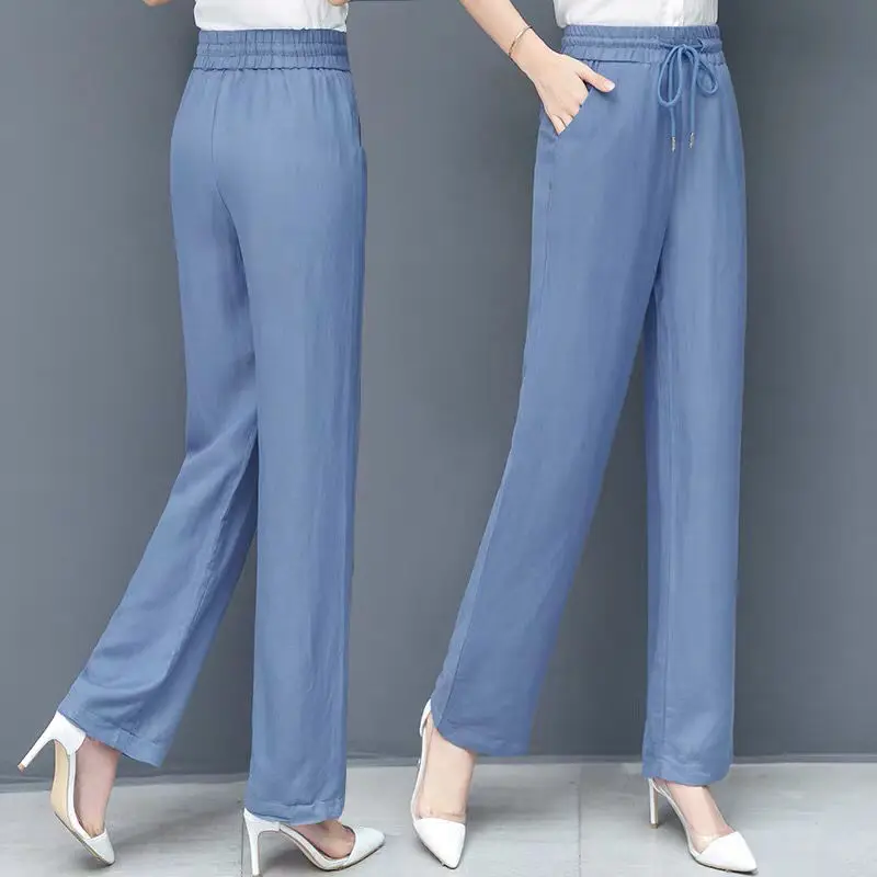 

2021 Женские однотонные винтажные Широкие джинсовые брюки с высокой талией, простые универсальные свободные Модные женские шикарные повседн...