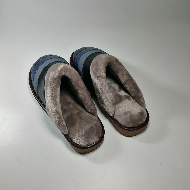 Зимние домашние тапочки мужские из натуральной коровья кожа мода Мужская теплая