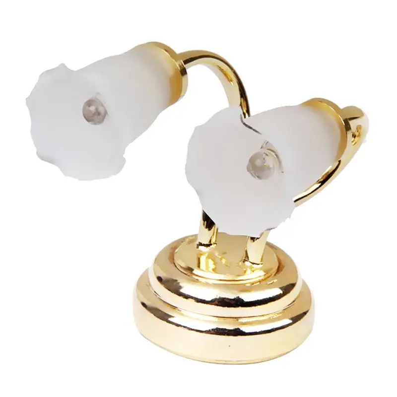 

1:12 Dollhouse Miniature Double Head Flower Bud Wall Toys Lamp Model Lamp Dollhouse Led With Dollhouse Switch Accessories B A0H4