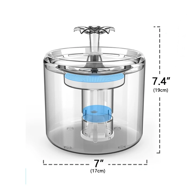 

Automatic Cat Water Fountain Dog Water Dispenser Transparent Drinker Pet Drinking Quiet Auto Feeder