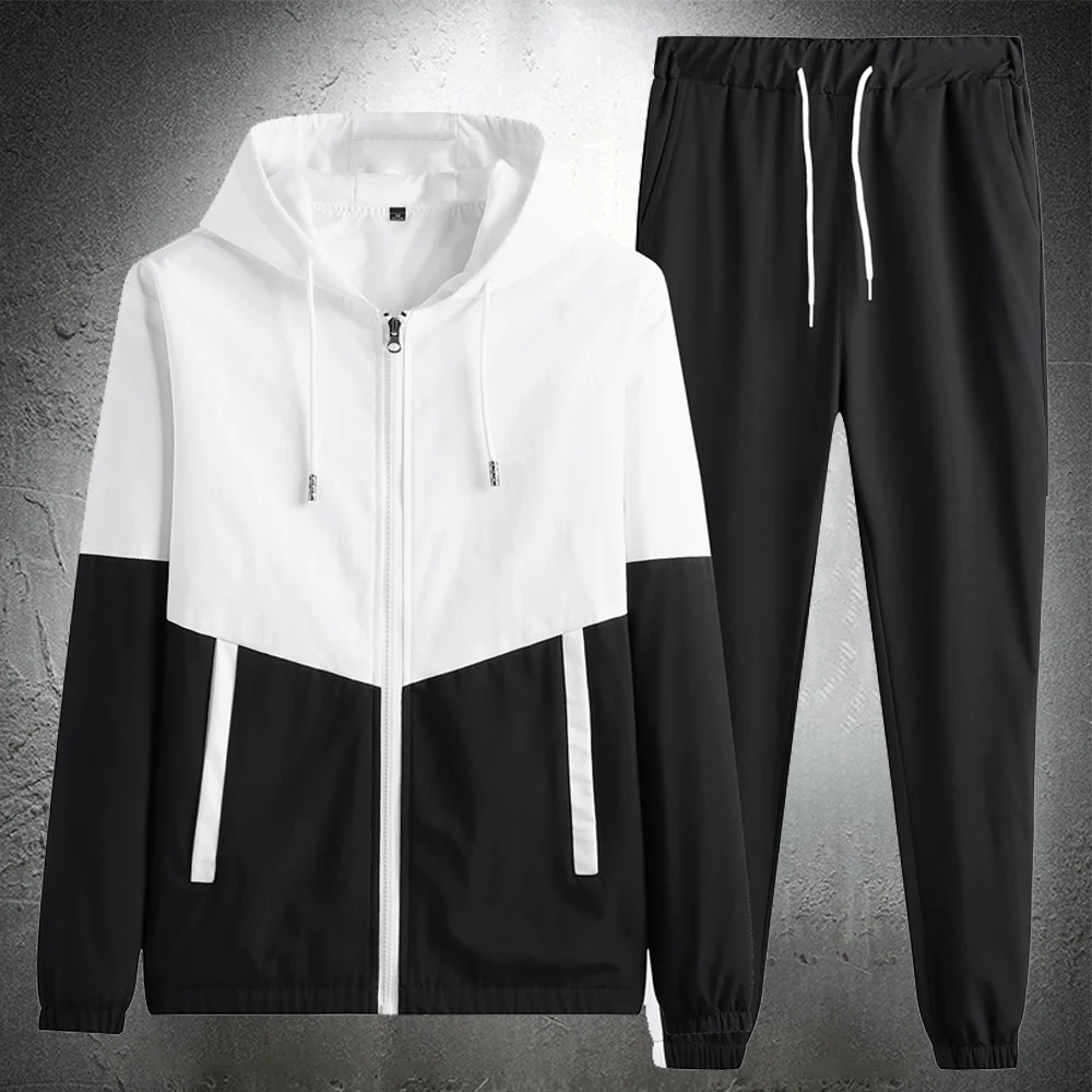 

Mens Sports Wear Lightweight Tracksuit Hoodie and Pants Set Men Workout Clothes Sweatsuit 2 Piece Set Fashion Set Breathable