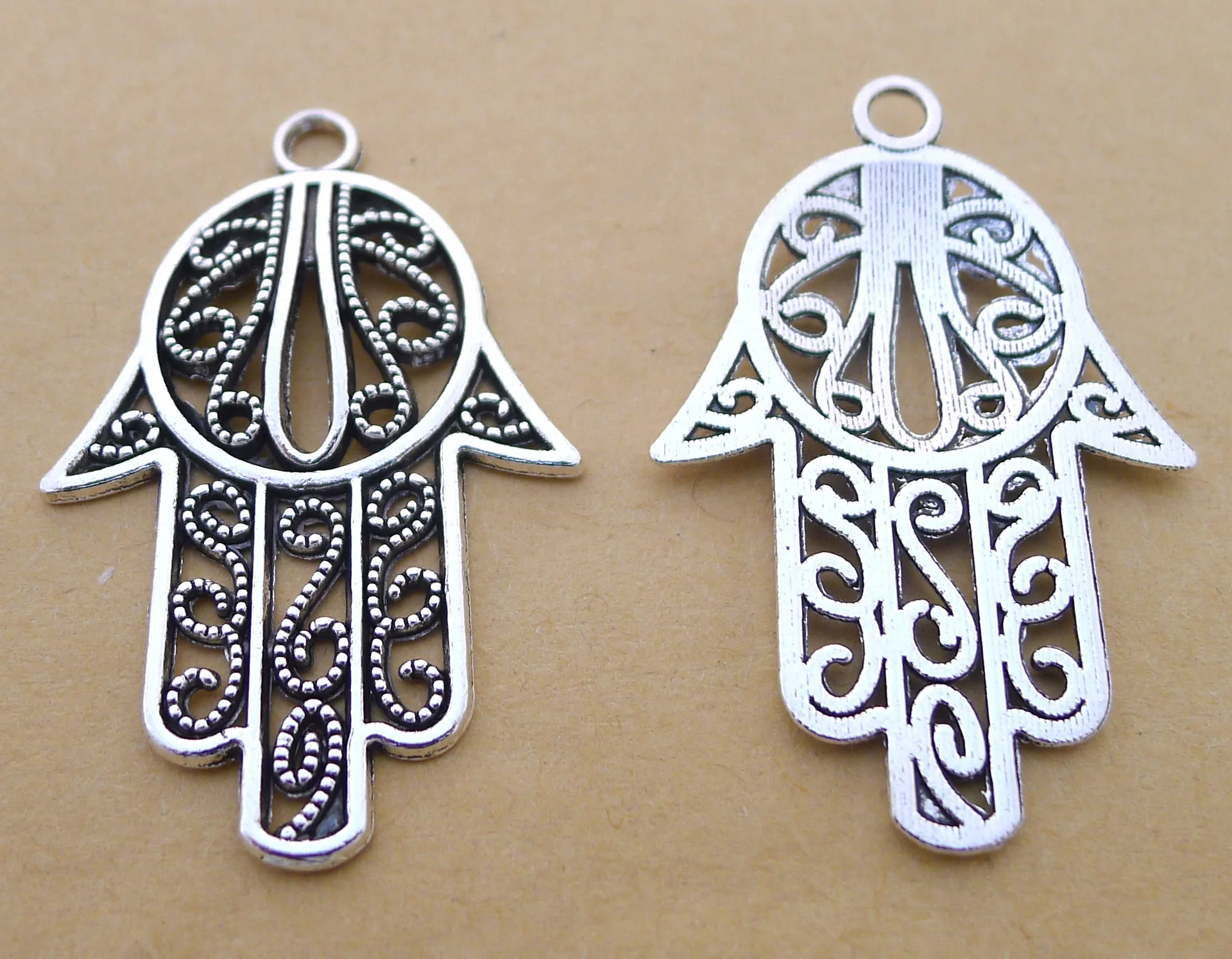 

Charm for making jewelry 5pcs 43x28mm antique silver color palm charms