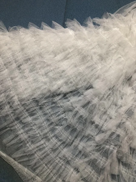white 150 см 3D гофрированная кружевная плиссированная ткань кружева DIY аксессуары для одежды 20 слоев гофрированная сетчатая Тюлевая кружевная ткань 2 метра - Цвет: white