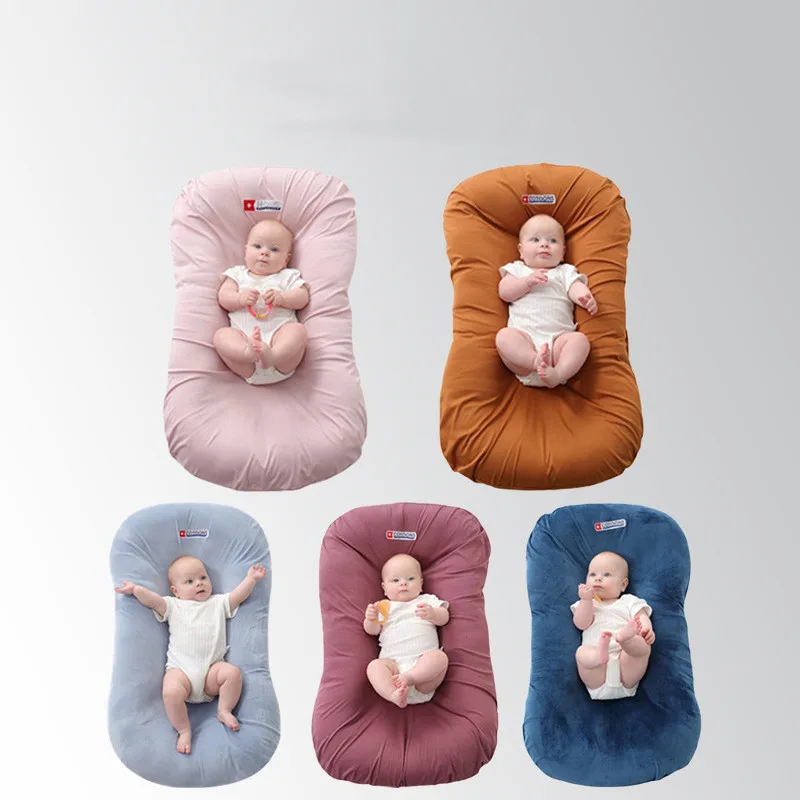 95x55cm Baby Lounger Portable Nest Bed for Girls Boys Cotton Crib Toddler Bed Travel Playpen Cot Toddler Infant Cradle Mattress