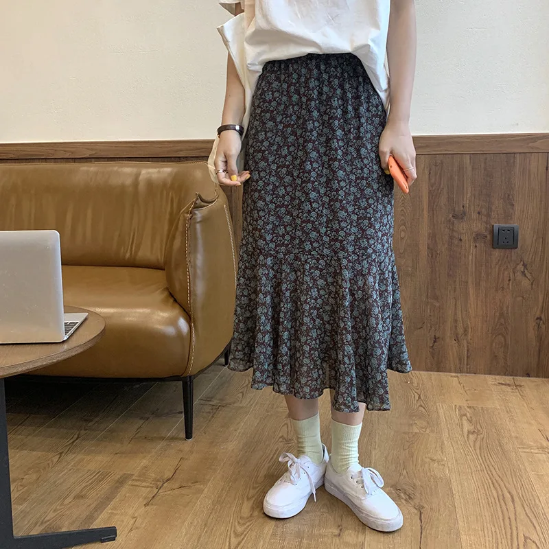Юбка миди Женская длинная Плиссированная в винтажном стиле с цветочным