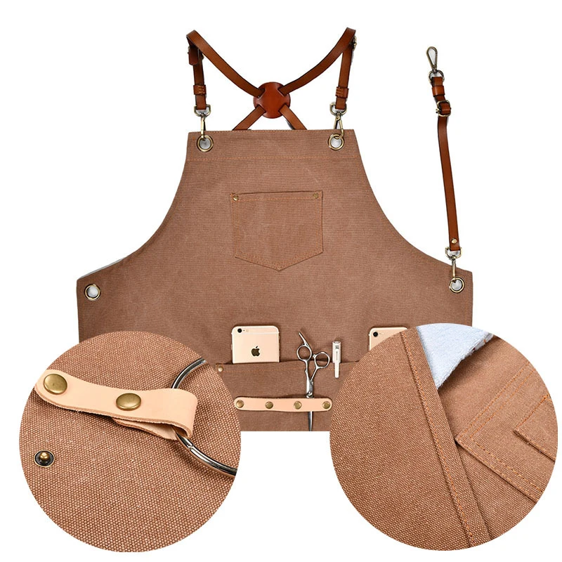 

Adjustable Cross Back Cotton Canvas Apron for Men Women Work Kitchen Apron C44