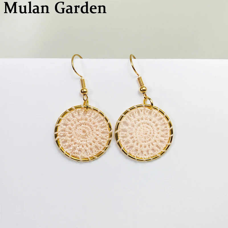 M & G ручное плетение розовые серьги Ловец снов для женщин хлопок нить круг кулон