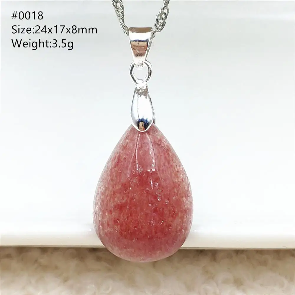 

Natural Red Ice Strawberry Quartz Pendant Necklace Women Men Love Crystal Reiki Best Stone Water Drop Jewelry AAAAA