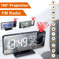 digital alarm led clock electronic table clock usb wake up fm radio time projector snooze function display temperature humidity