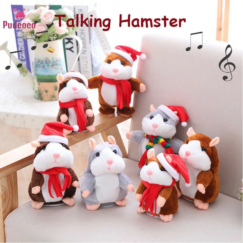 

Christmas Cheeky Hamster Talking Pet Soft Toy Cute Sound 2021 Xmas Kid Gift High Quality Hamster Villus Christmas Party Decor