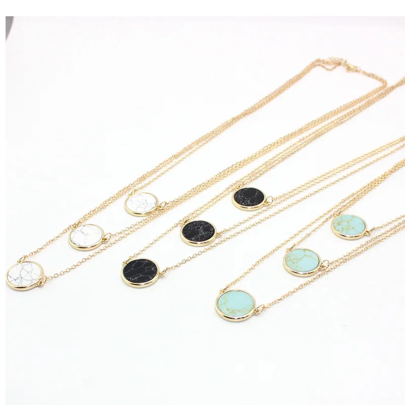 Женское черное белое зеленое ожерелье с кулоном из камня кормле Золотая цепочка