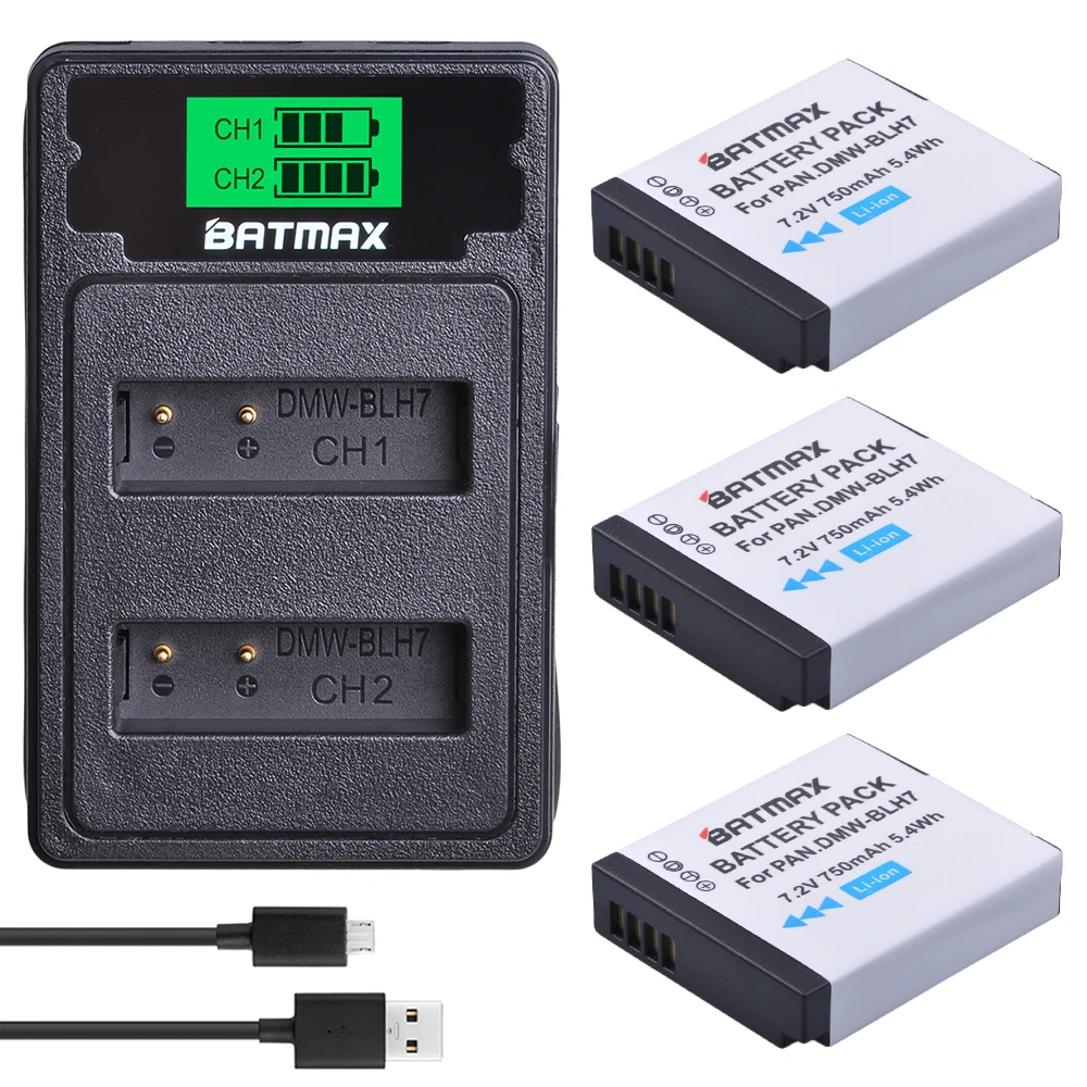 DMW BLH7 BLH7E BLH7PP Батарея + ЖК дисплей USB Dual Зарядное устройство для цифрового