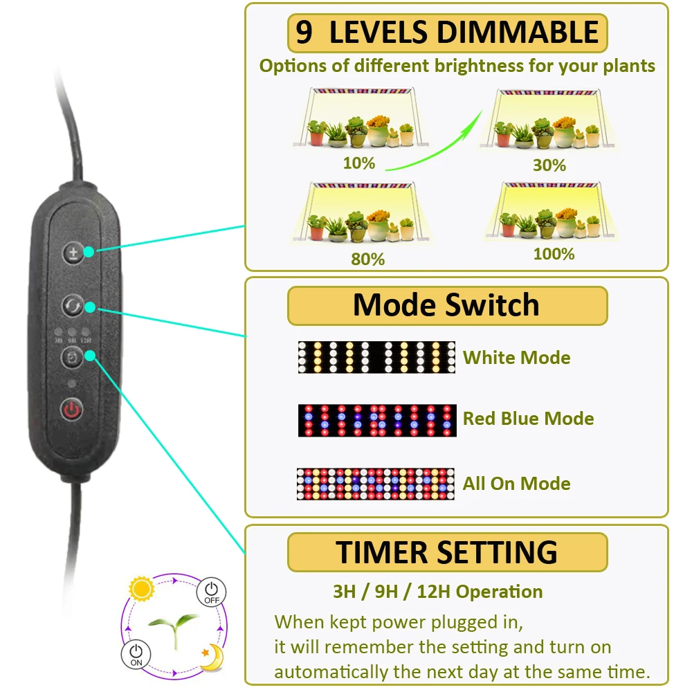 Goedkoop Jcbritw Led Licht Groeien Met Stand Wit Rood Blauw Volledige Spectrum100W Groeiende Lamp Opknoping Panel Dimbare Met Timer Functie