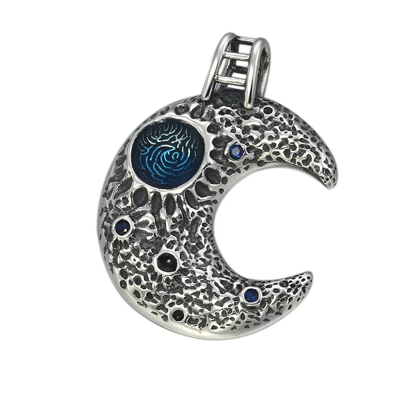 Кулон с космической галактикой и луной ожерелье из 100% настоящего серебра 925 пробы