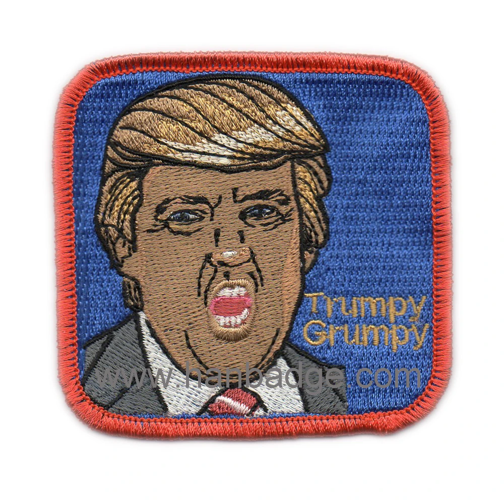 

Custom Trump Design Embroidered Patch Customized Embroidery Badge Emblem With Iron On Backing
