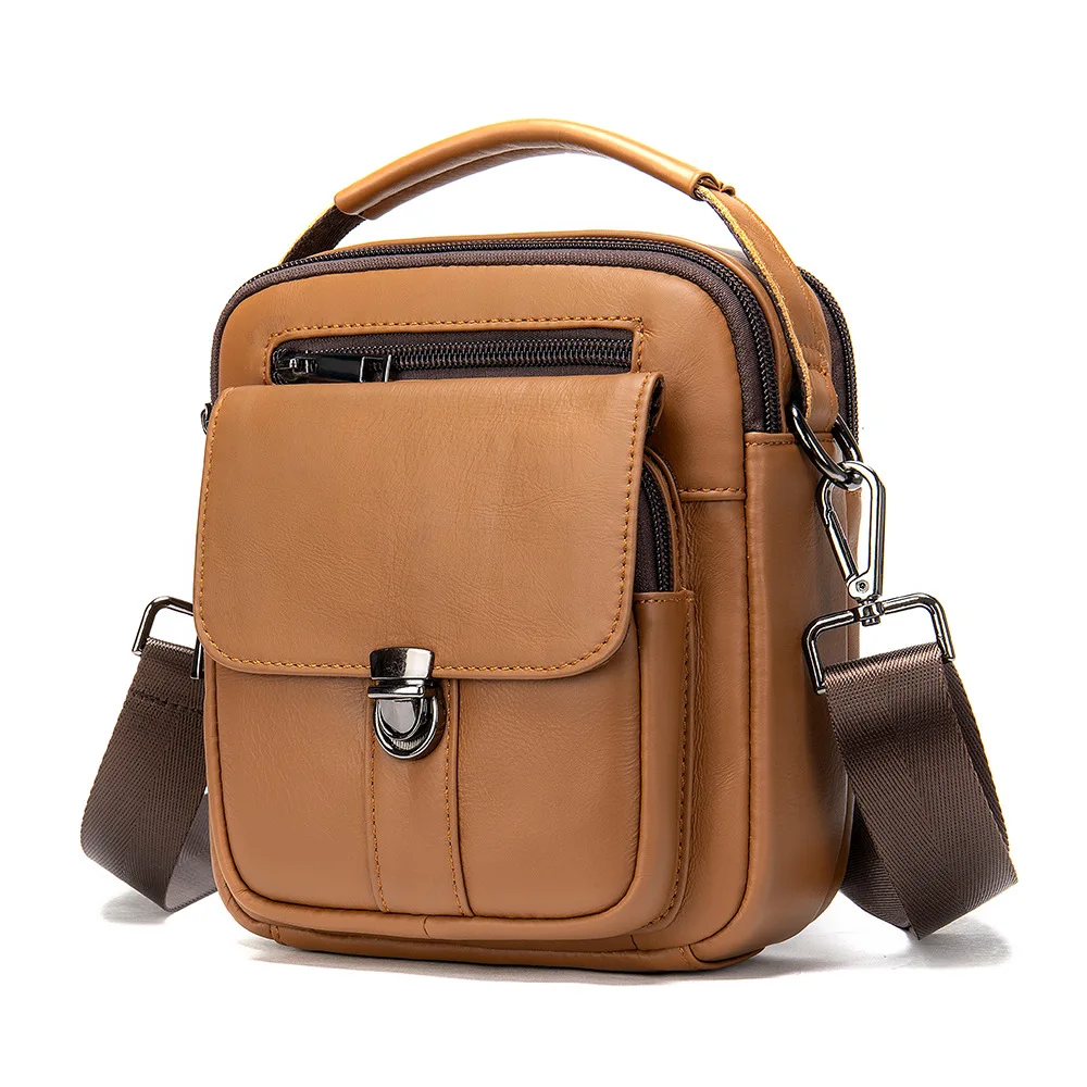 

Men's Bag Single Shoulder Messenger Bag Top Layer Leather Small Bag Casual Leather Vertical Shoulder Bag
