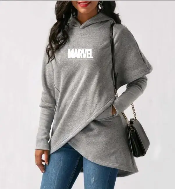 Женская толстовка с буквенным карманом MARVEL флисовый Женский Топ длинным рукавом