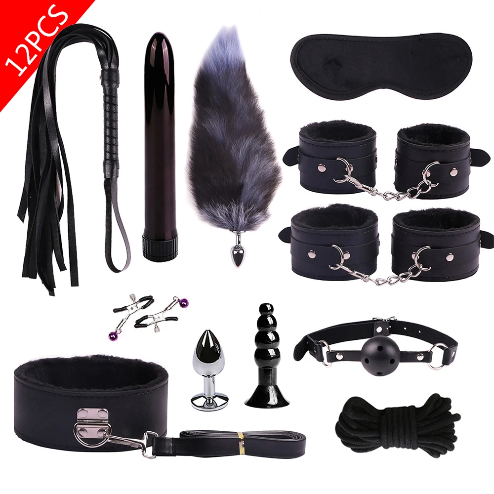 Набор для бондажа интимные игрушки взрослых наручники зажимы сосков кнут кляп