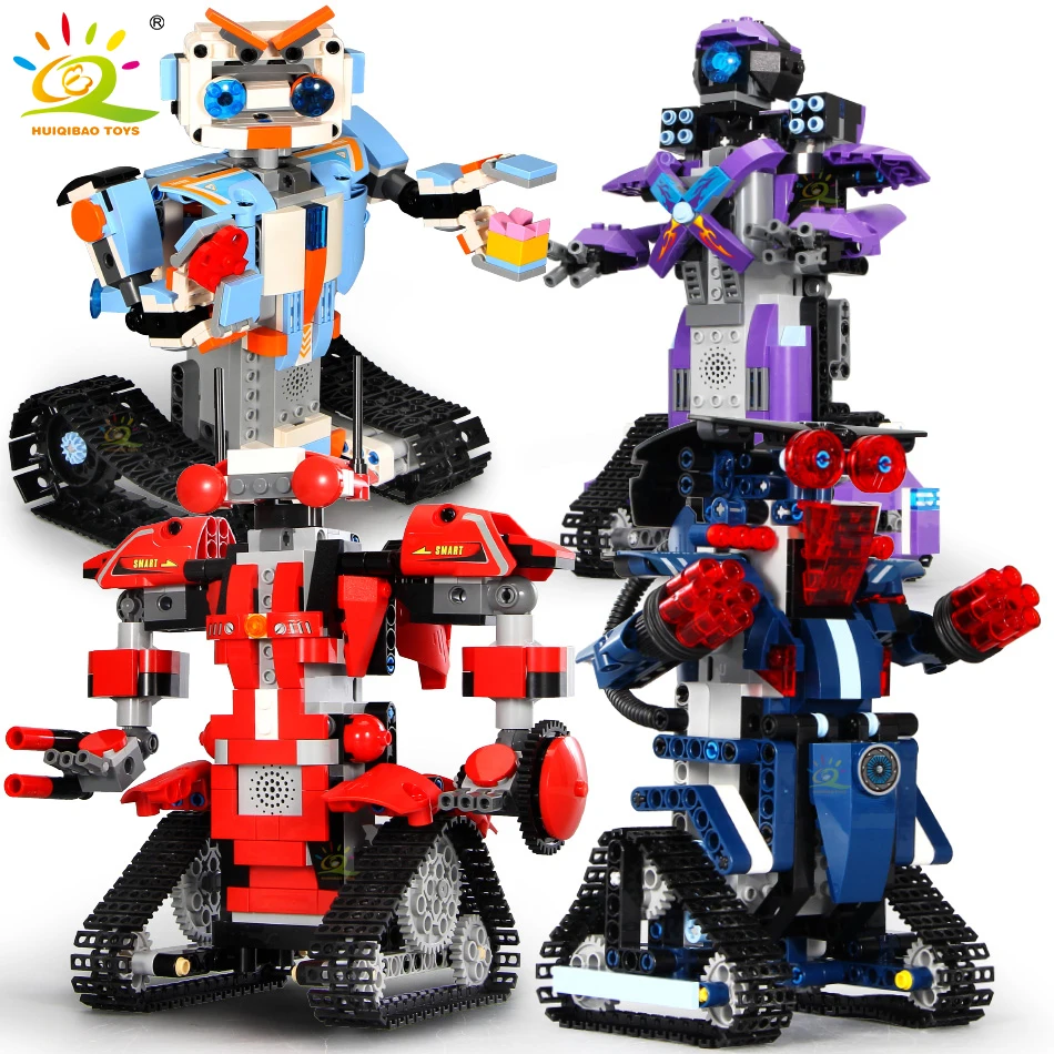 HUIQIBAO Tech Robot Vehicle APP с дистанционным управлением строительные блоки RC робот меха