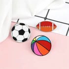 Эмалированная брошь в виде спортивного мяча, булавки, футбольного регби, мультяшное творческое милое ювелирное изделие, металлический значок для рубашки, рюкзака, подарок для мальчиков, мужчин