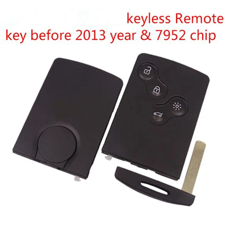 Ключ для смарт карты pcf7952 4 кнопки без ключа с чипом Renault Koleos Scenic Laguna key|buttons buttons|button