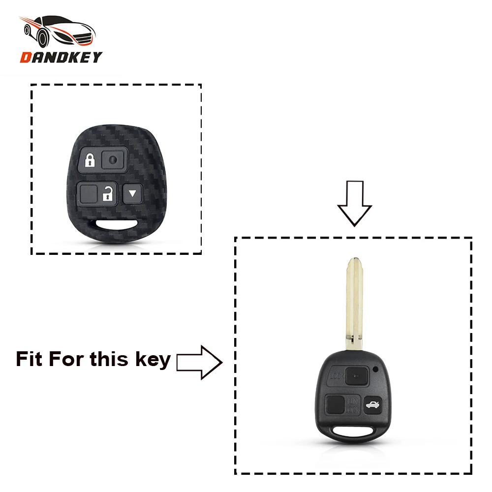 

Dandkey Fob 3 кнопки Защитная крышка для Lexus GX470 LX470 ES300 GS v-образной КРЕПЕЖНОЙ ПЛАСТИНОЙ LS для Toyota Rav4 Авто углеродное волокно силиконовый чехол для ...