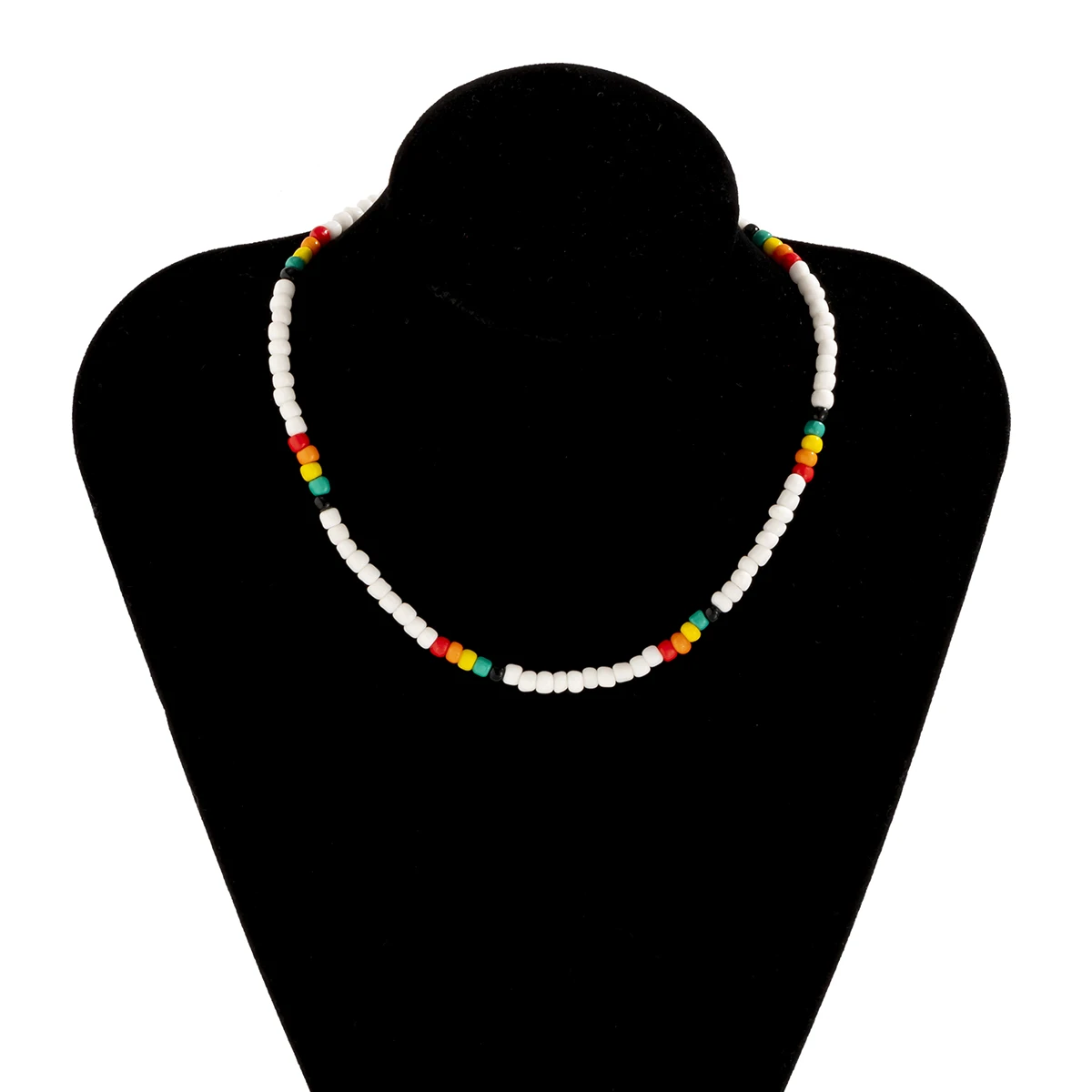 

Bohemian Korean Sweet Colorful Little Acrylic Bead Chain Necklace Women Neck Necklaces Choker Necklace Clavicle Beach Jewelry
