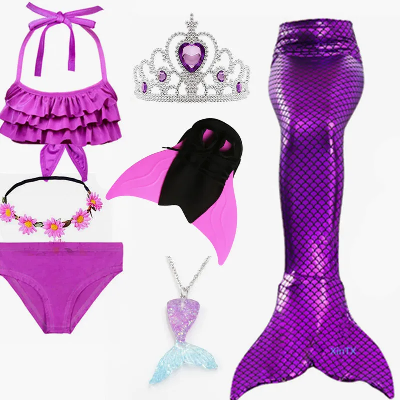 Хвост русалки для девочек купальный костюм можно добавить плавник монофина с