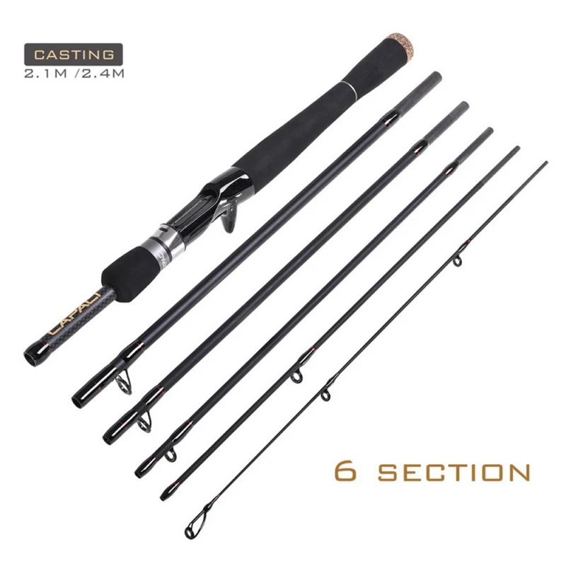 

CAPACI Carbon Small Sea Pole Fiber Telescope Fishing Rod Travel Spinning Fishing Pole SPINNING CAPACI 2.1M/2.4M/2.7M *