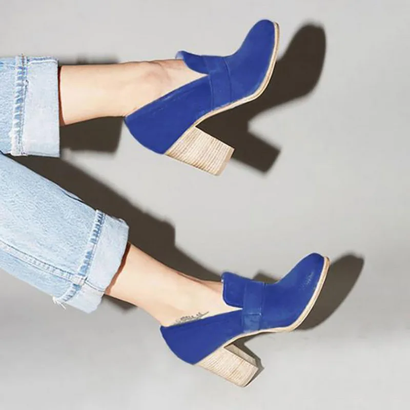 Новые женские ботинки из флока весенне-осенние для вечеринок эластичной ткани в