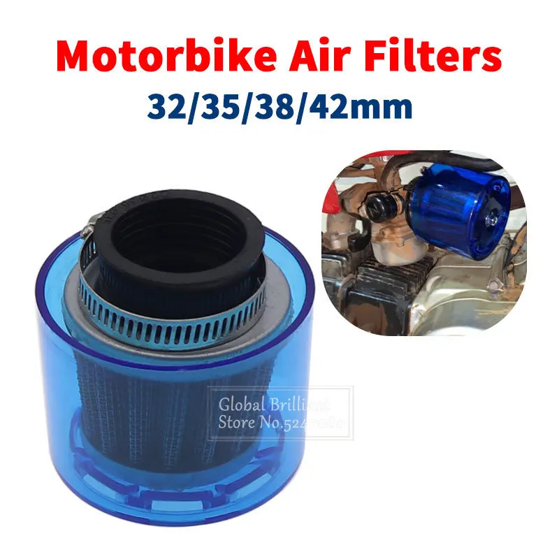 

28/32/35/38/40-42mm Universal Blue Motorcycle Motorbike Air Filter Cleaner 50cc-250cc ATV Pit Dirt Bike Scooter Splash Proof