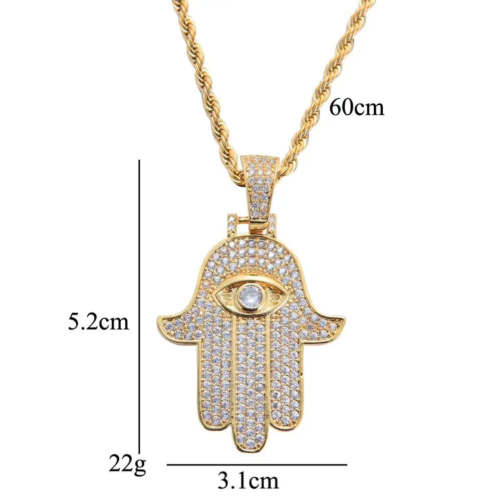 Iced Out Fatima ручная подвеска медь микро проложить Циркон AAA кубический цирконий