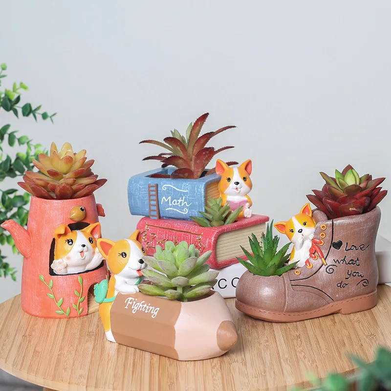 

TECHOME Resin Succulent Pot Creative Zakka Animal Garden Pots Tabletop Potted Flowerpot Garden Indoor Planter