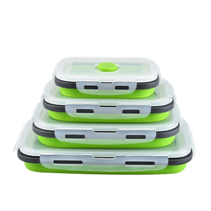 

W3JA Plastic Food Storage Containers With Lids -4PC Silicone Collapsible Lunch Box Airtight Vacuum Seal,Freezer Microwavable