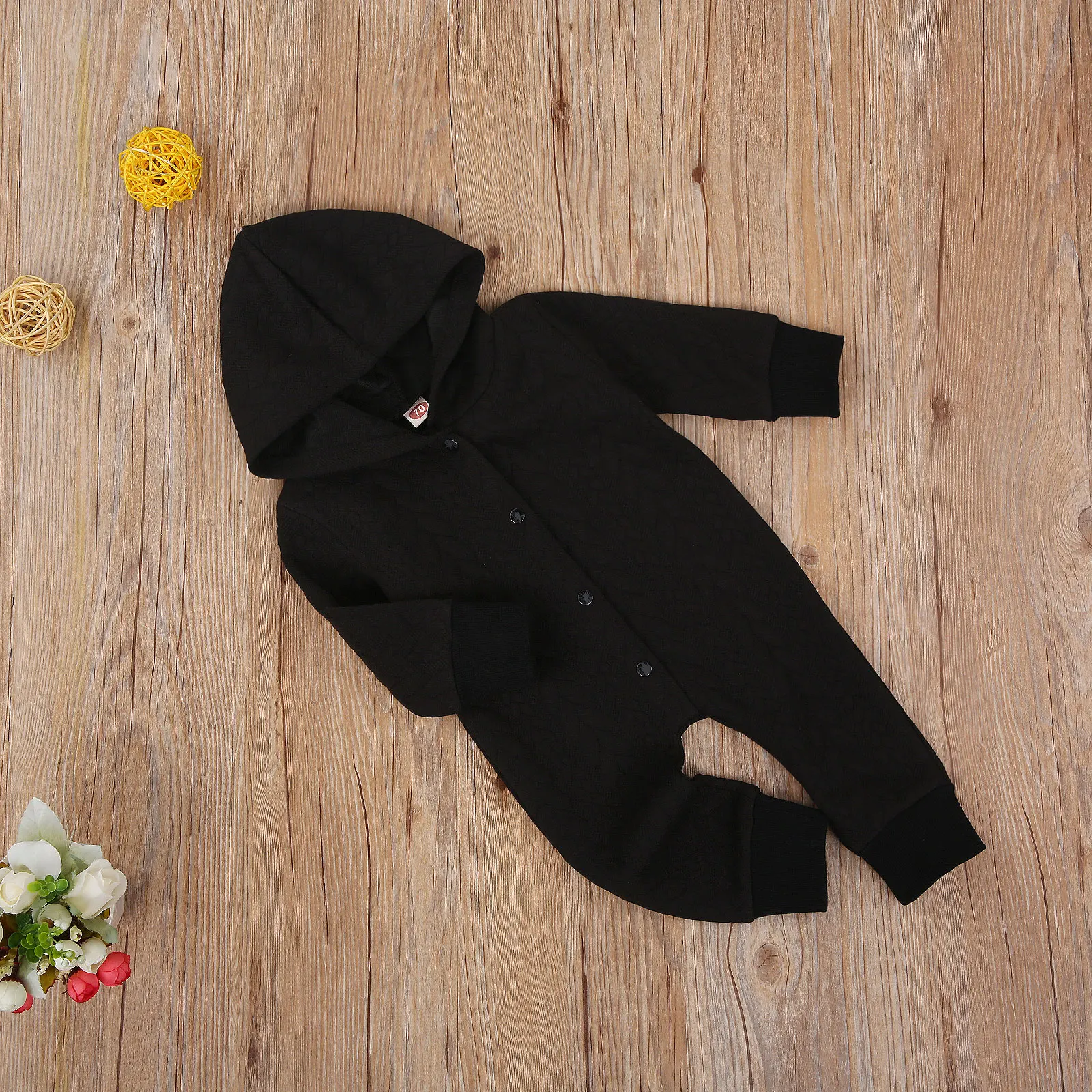

Newborn Baby Girls Boys Rompers Long Sleeve Autumn Single-breasted Hooded Warm Jumpsuits 0-24M
