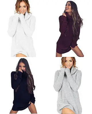 Модная женская Стильная однотонная Водолазка с длинным рукавом вязаный зимний