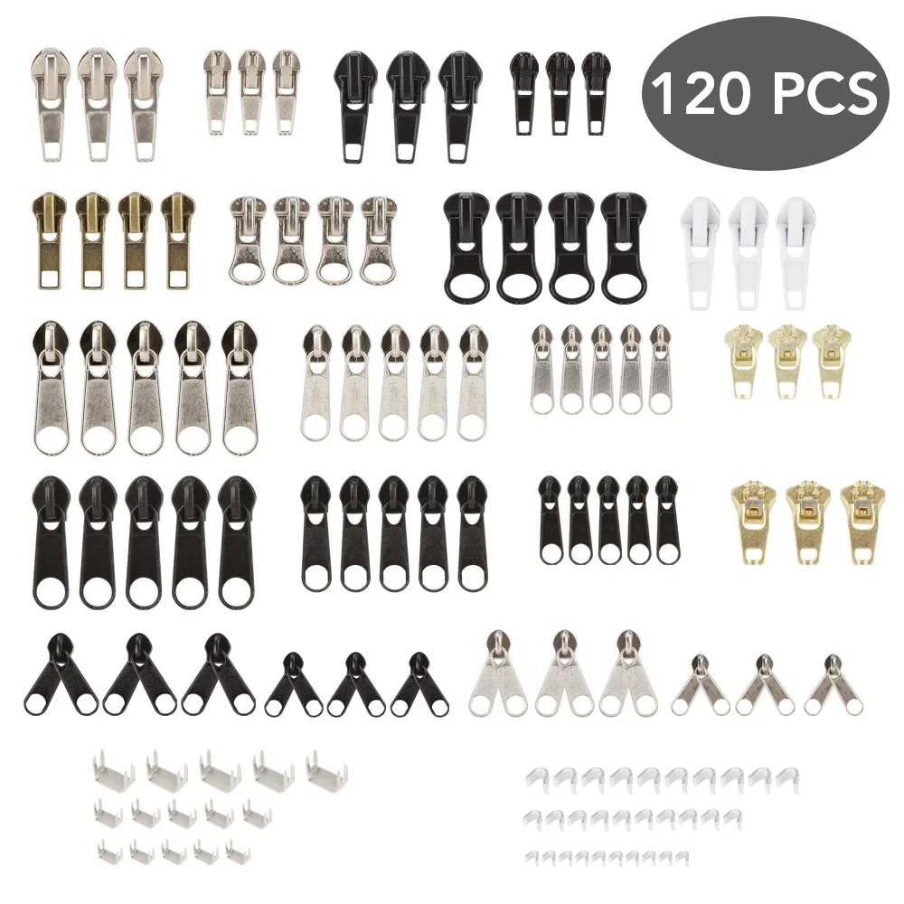 120 шт./компл. Набор для ремонта молнии с сменной головкой аксессуары бегуна