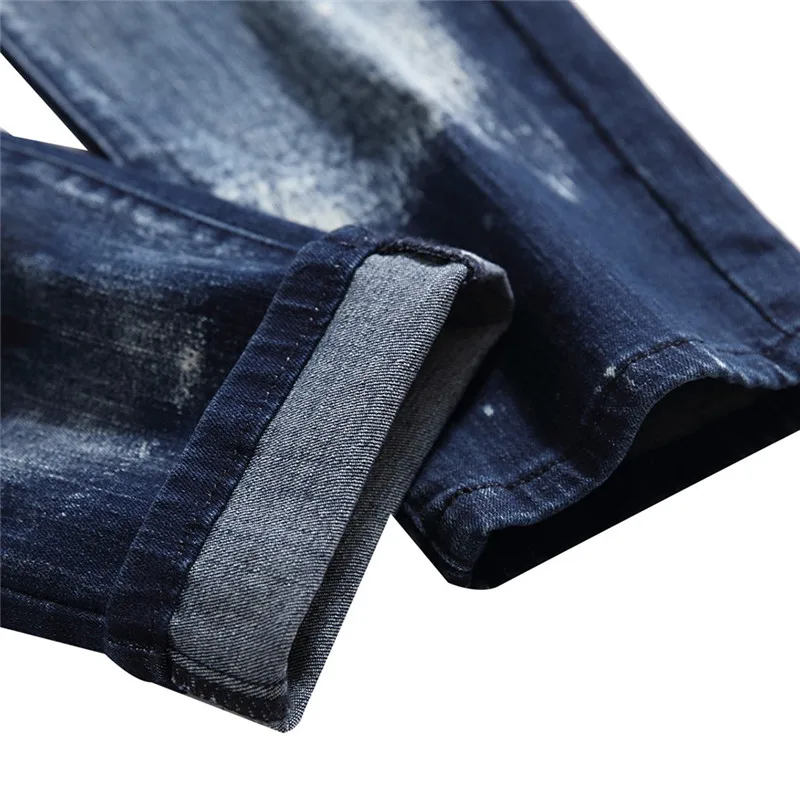 2019 New Men's Casual Slim Patch 3D Jeans Personality Color Print Denim Causal Trousers Pants Ripped Fashion For Men | Мужская