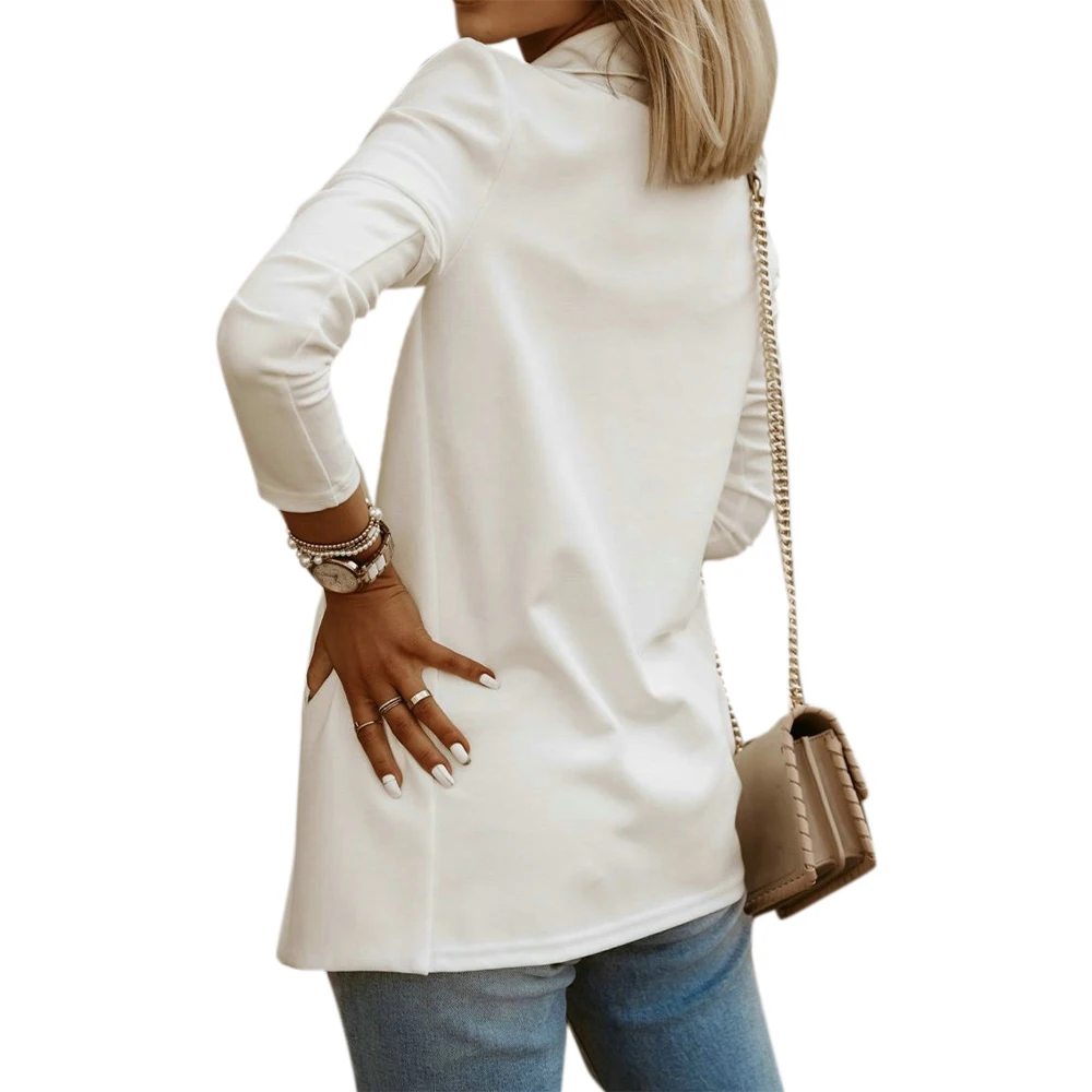 

Blazer Women Autumn Long Sleeves Top Pure Color Elegant Casual Coat Single Breasted Woman Jacket Ladies Blazer Coats