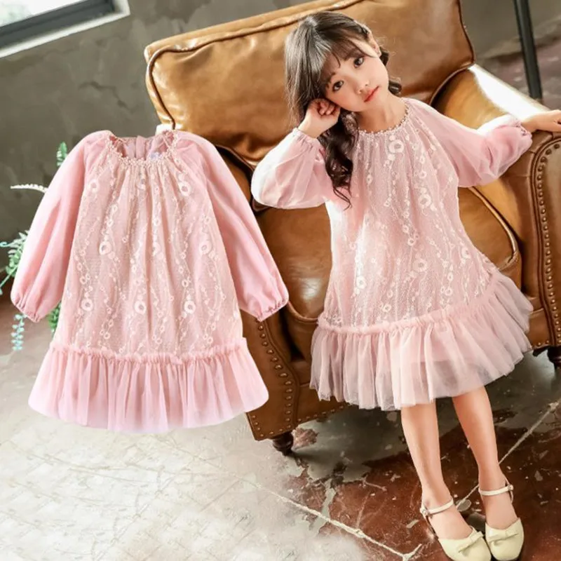 DFXD/весеннее кружевное Сетчатое платье-пачка принцессы для больших девочек