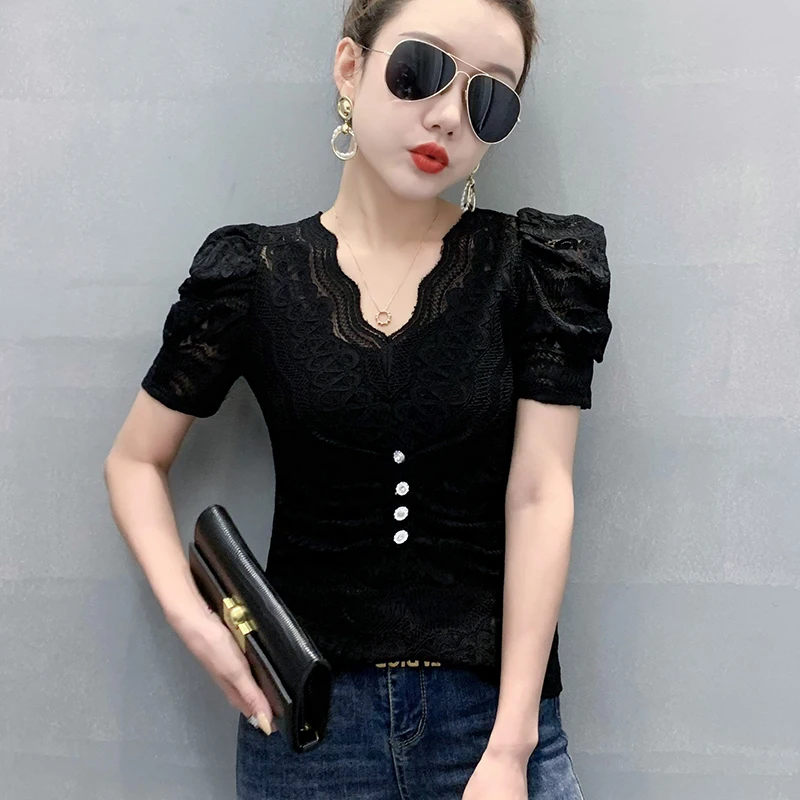 

Wavy edge v-neck bud silk unlined upper garment of female short sleeve T-shirt summer brim small unlined upper garment drape dra