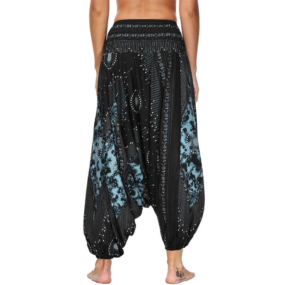 Женские свободные штаны для йоги Boho с высокой талией шаровары Мешковатые хиппи